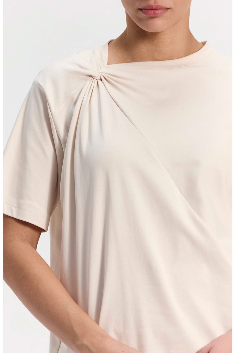 T-Shirt with Twist Shoulder Detail, Alternate, color, Cream