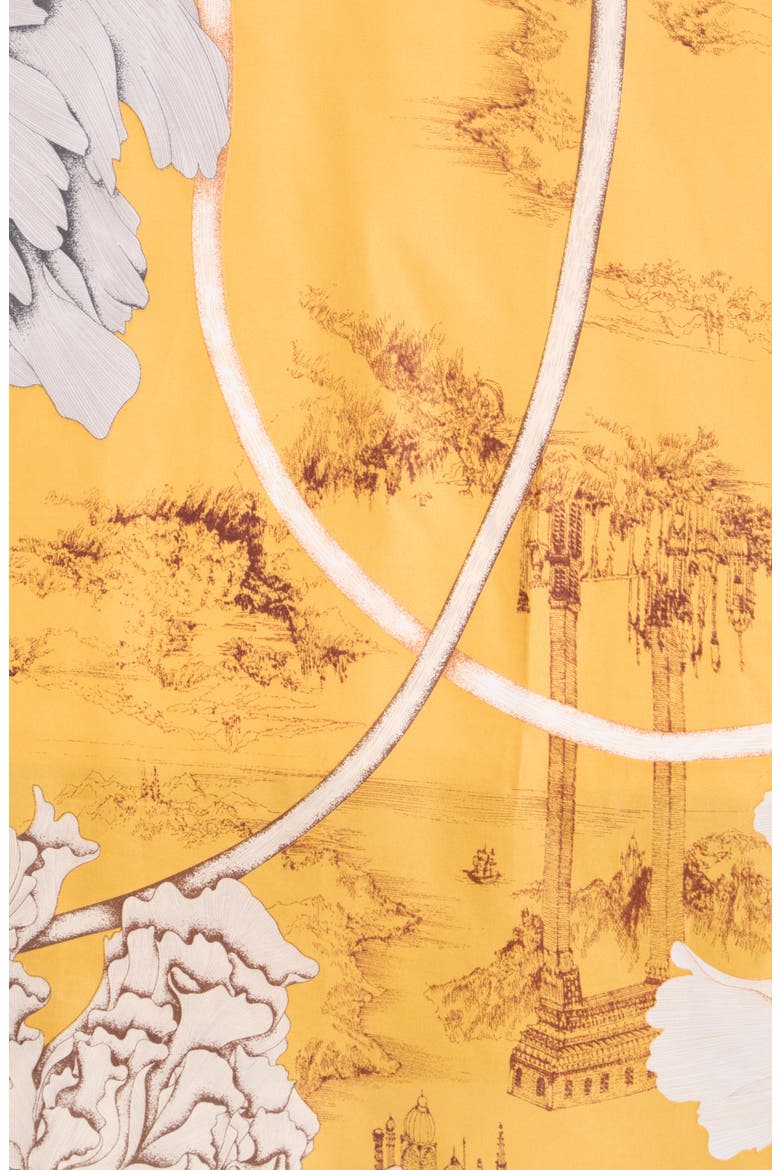 Floral Print Scarf, Alternate, color, ORANGE