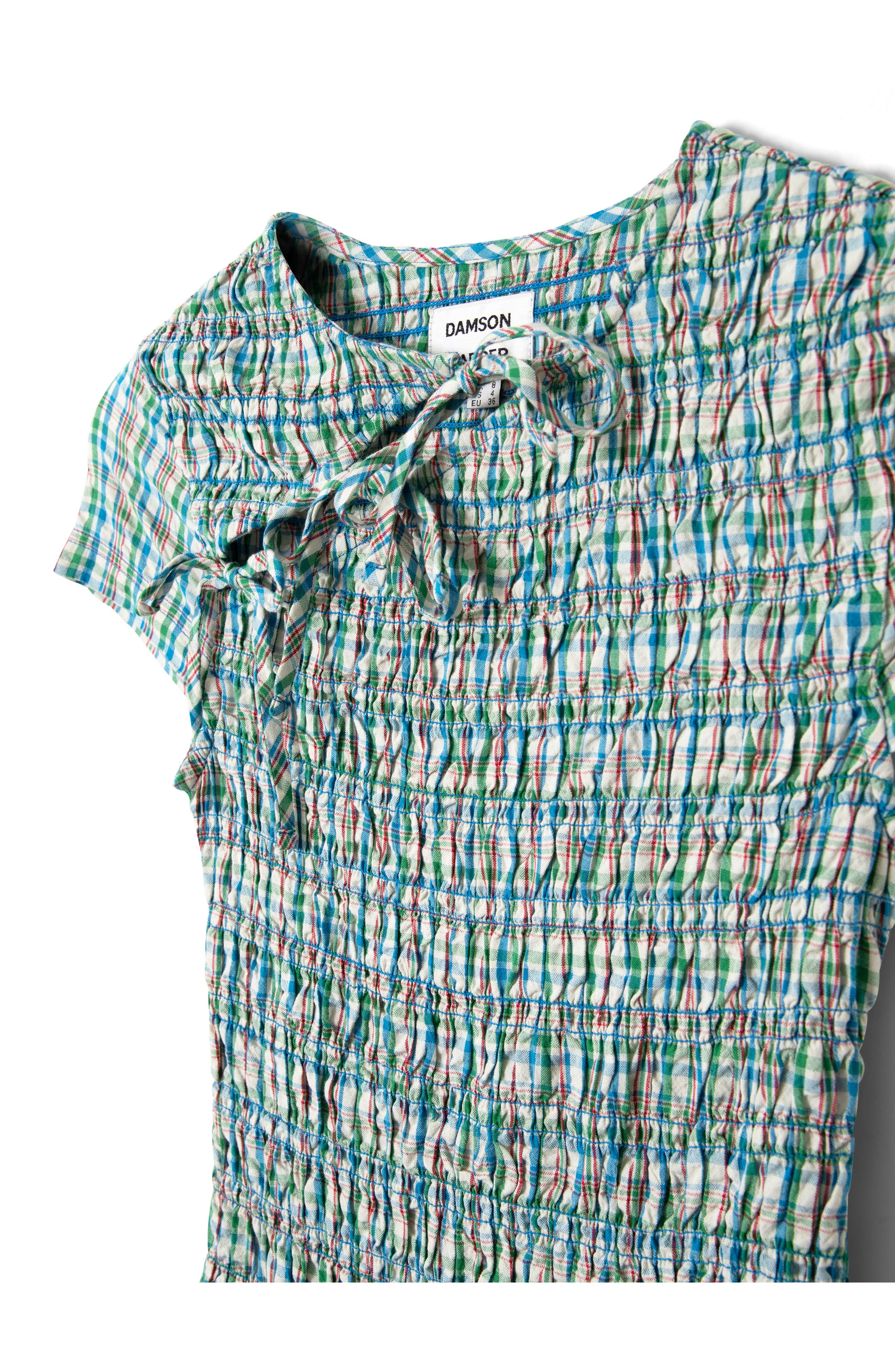 ebba check printed cotton dress Ebba Plaid Cutout Detail Organic Cotton Dress (Women)