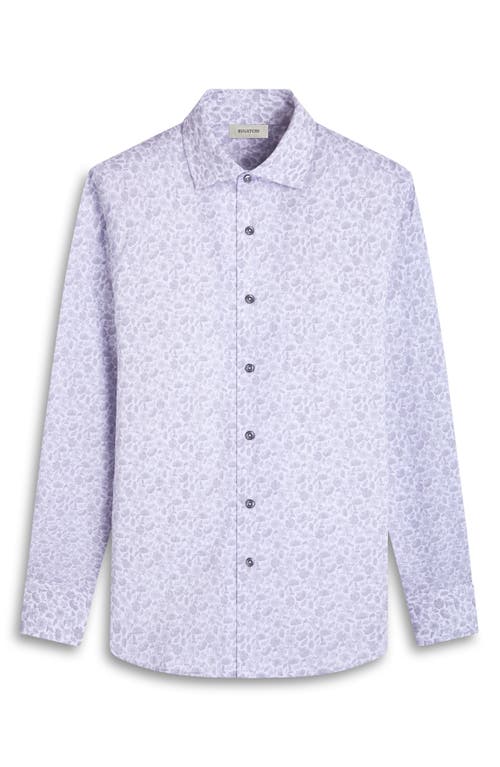 Bugatchi Axel Floral Shaped Fit Button-up Shirt In Platinum