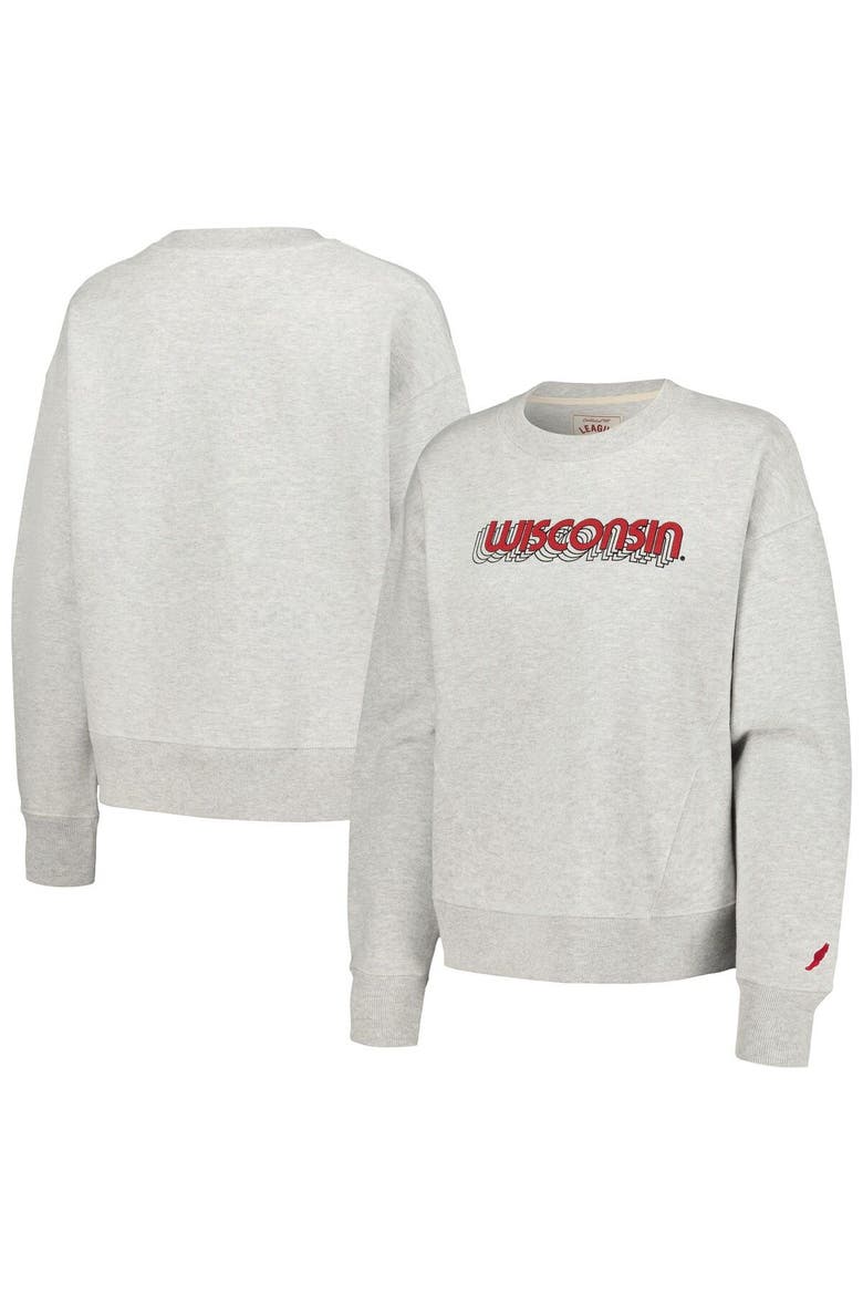 Women's League Collegiate Wear Ash Wisconsin Badgers Boxy Pullover Sweatshirt, Main, color, Ash
