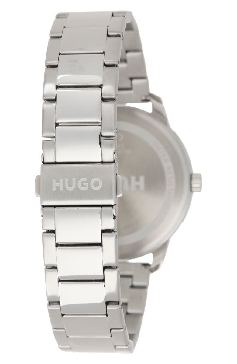HUGO Stamp Bracelet Watch, 42mm, Alternate, color, Black