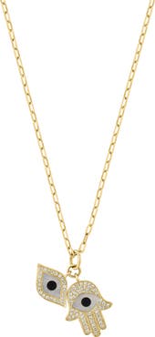 EFFY Gold Plated Sterling Silver Hamsa & Evil Eye Pendant Necklace