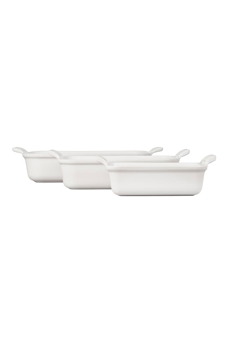 The Heritage Set of 3 Rectangular Baking Dishes, Alternate, color, WHITE