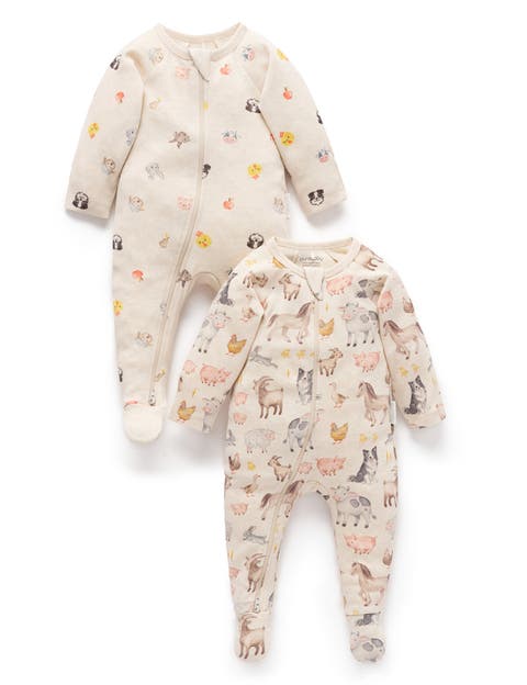 2 Pack Printed Zip Footie