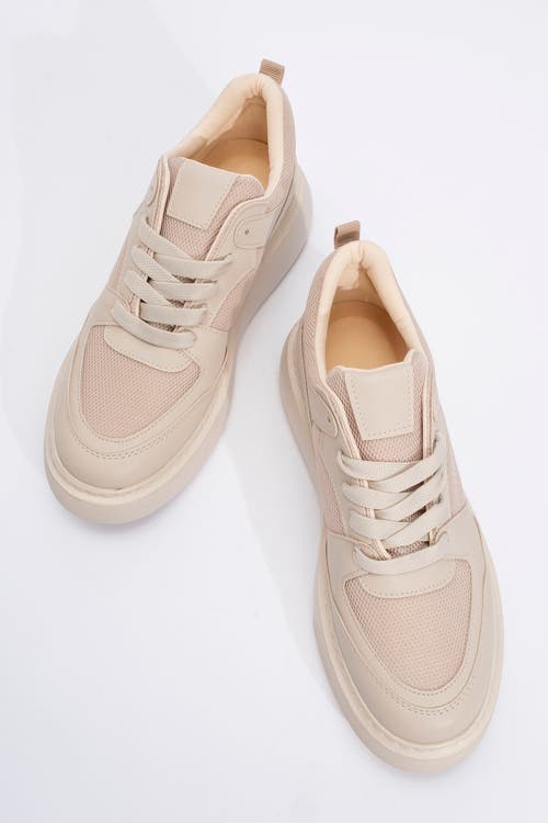 Forever & Always Shoes Ingrid Platform Sneakers In Beige