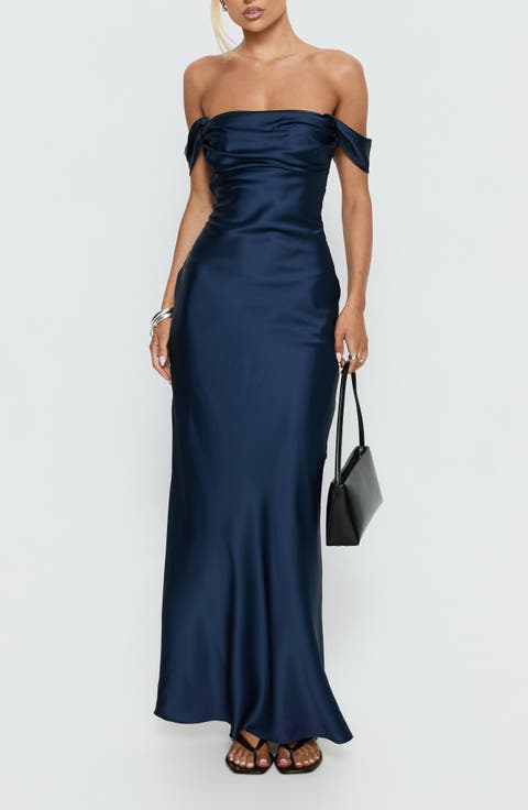 Azura Off the Shoulder Satin Gown