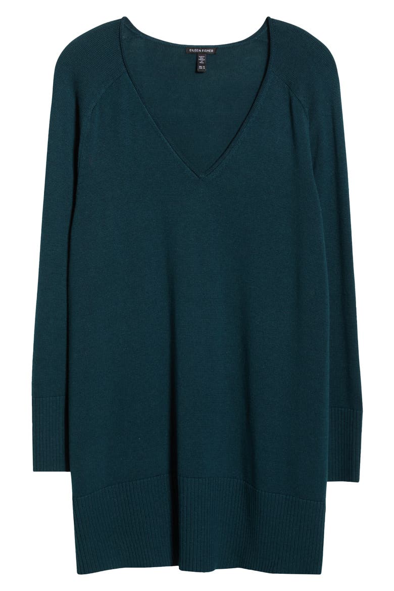 V-Neck Organic Cotton Blend Sweater, Alternate, color, ALPINE