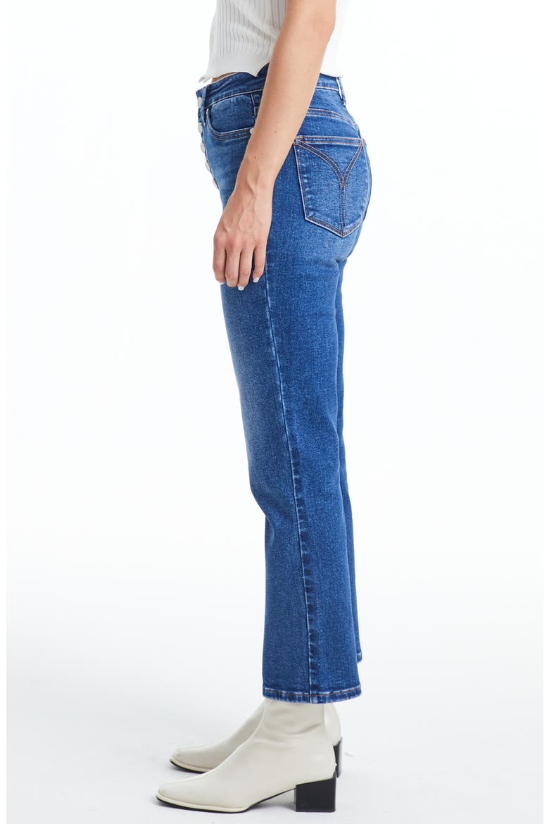Button Fly High Waist Crop Straight Leg Jeans, Alternate, color, DARK BLUE