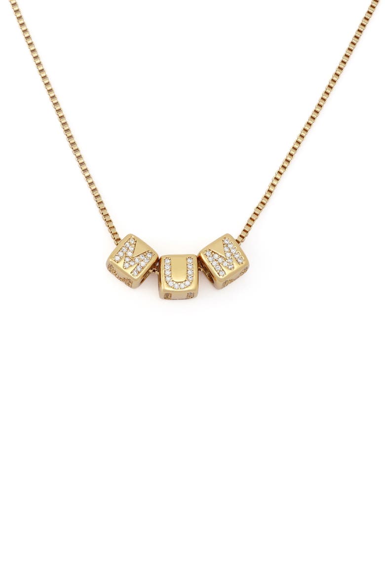 Mum Cube Pendant Necklace, Main, color, GOLD