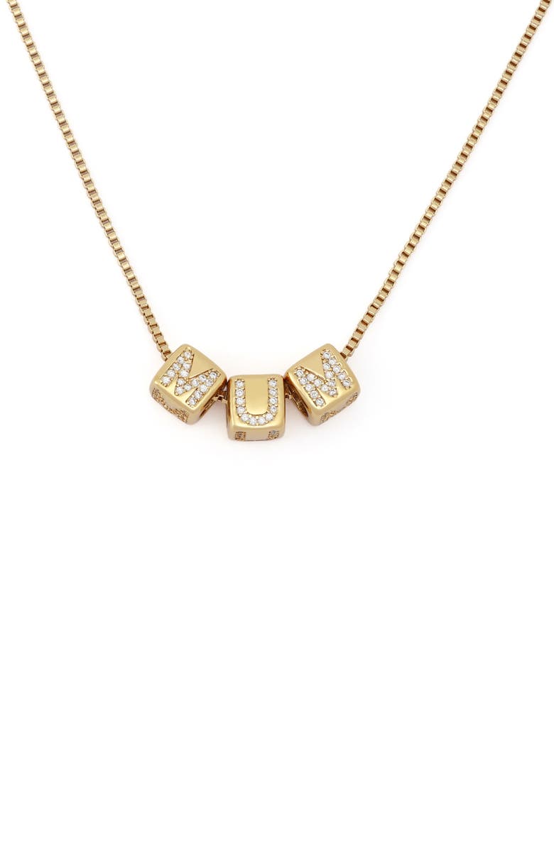 Kurt Geiger London Mum Cube Pendant Necklace, Main, color, Gold