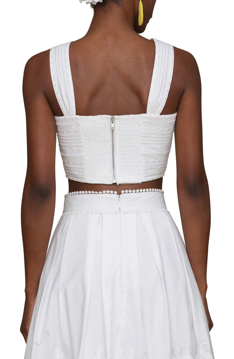 Avec Les Filles Embroidered Cotton Crop Tank, Alternate, color, White