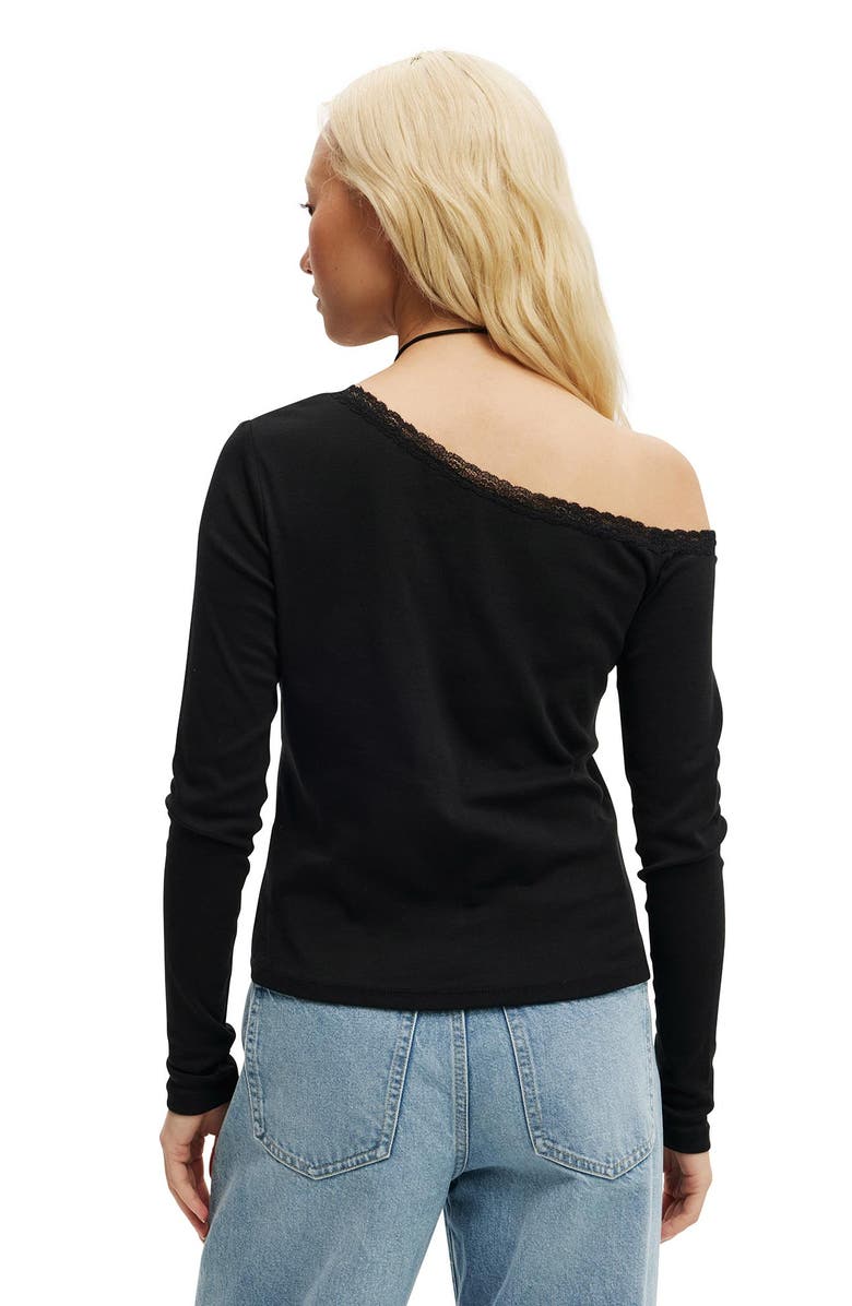 Cotton On Clare Lace Trim Off The Shoulder Long Sleeve, Alternate, color,