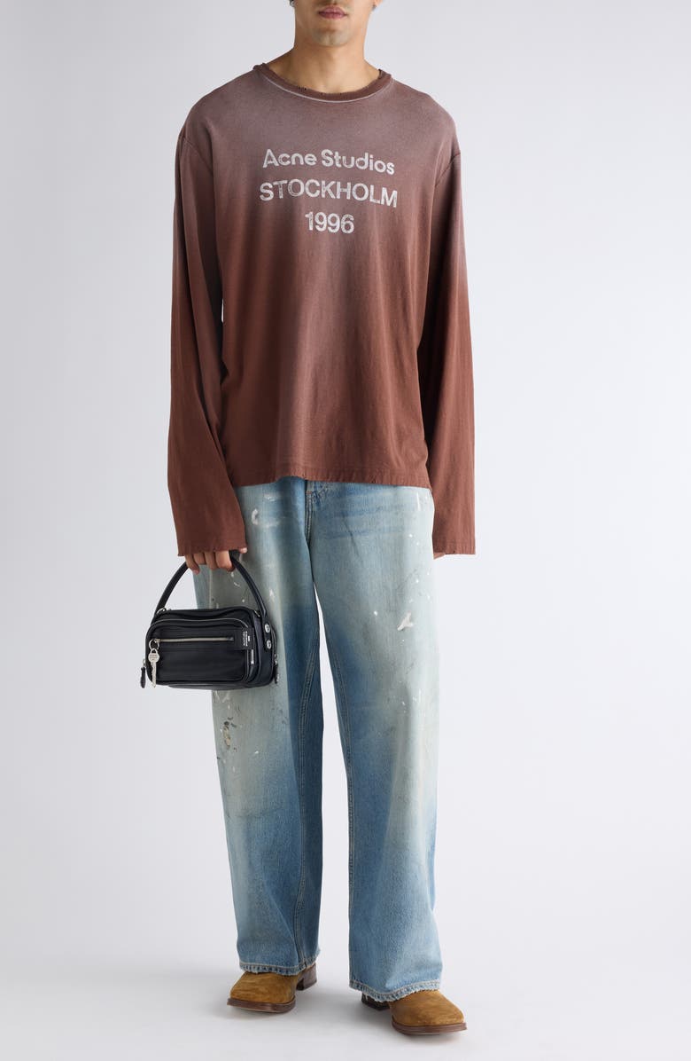 Acne Studios Edden 1996 Distressed Logo Graphic T-Shirt, Alternate, color, Chocolate Brown