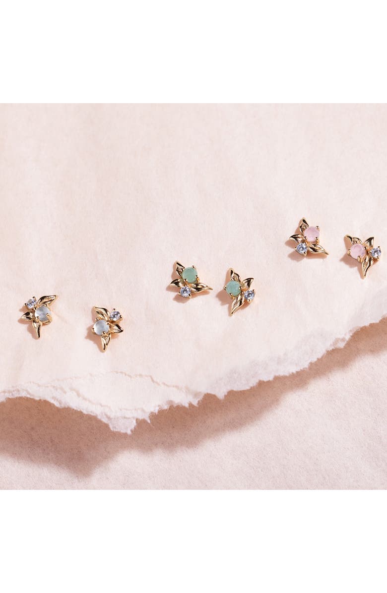 MADE BY MARY Lumi Flora Stud Earrings, Alternate, color, Gold Vermeil/ Green