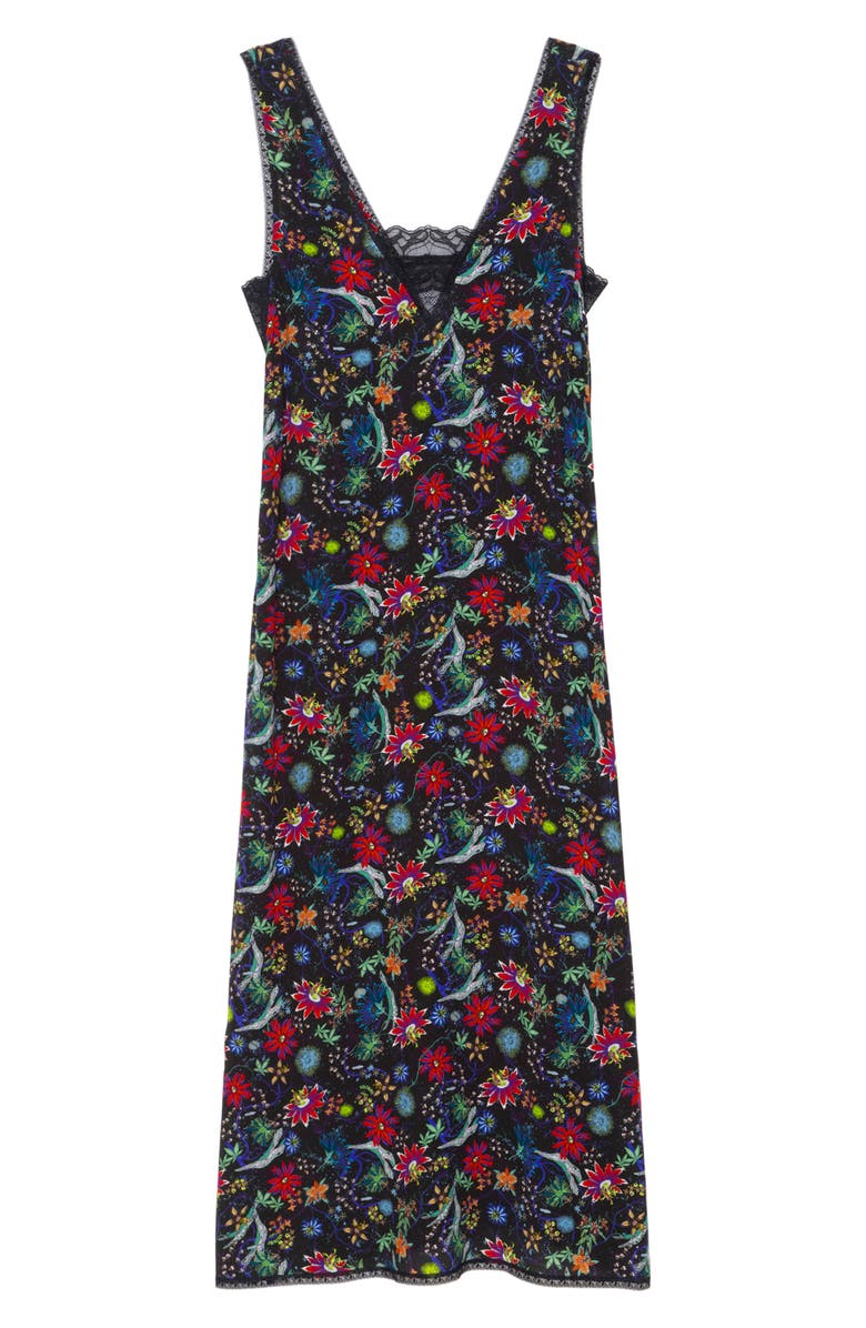 Zadig & Voltaire Renzo Floral Print Sleeveless Dress, Alternate, color, Encre