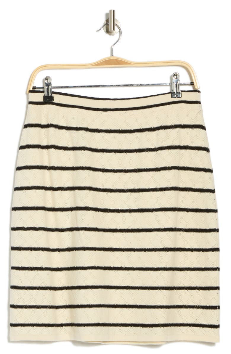 Adrianna Papell Stripe Pointelle Skirt, Alternate, color, Cream/ Black