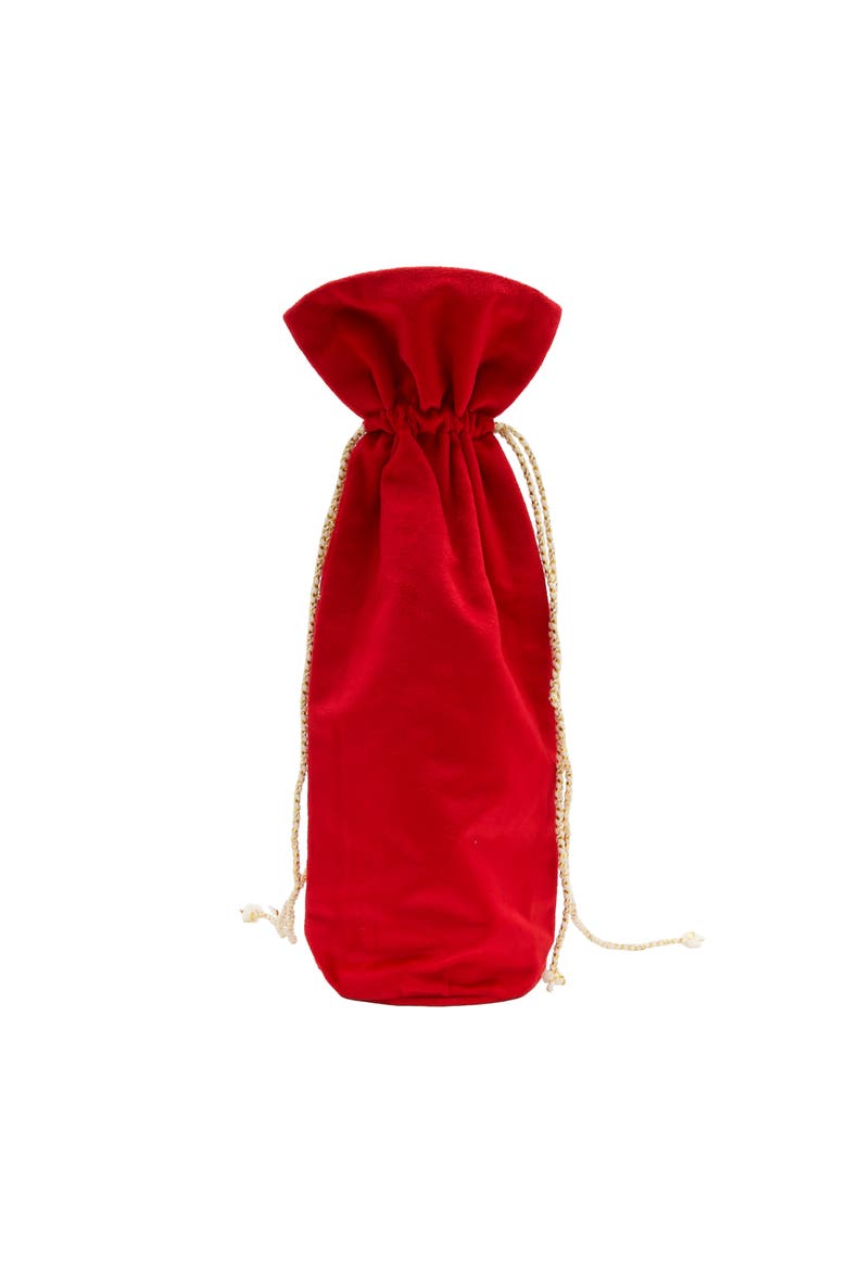 Red Christmas Ornaments Hand Beaded Embroidered Gift Wine Bag 15", Alternate, color, Red