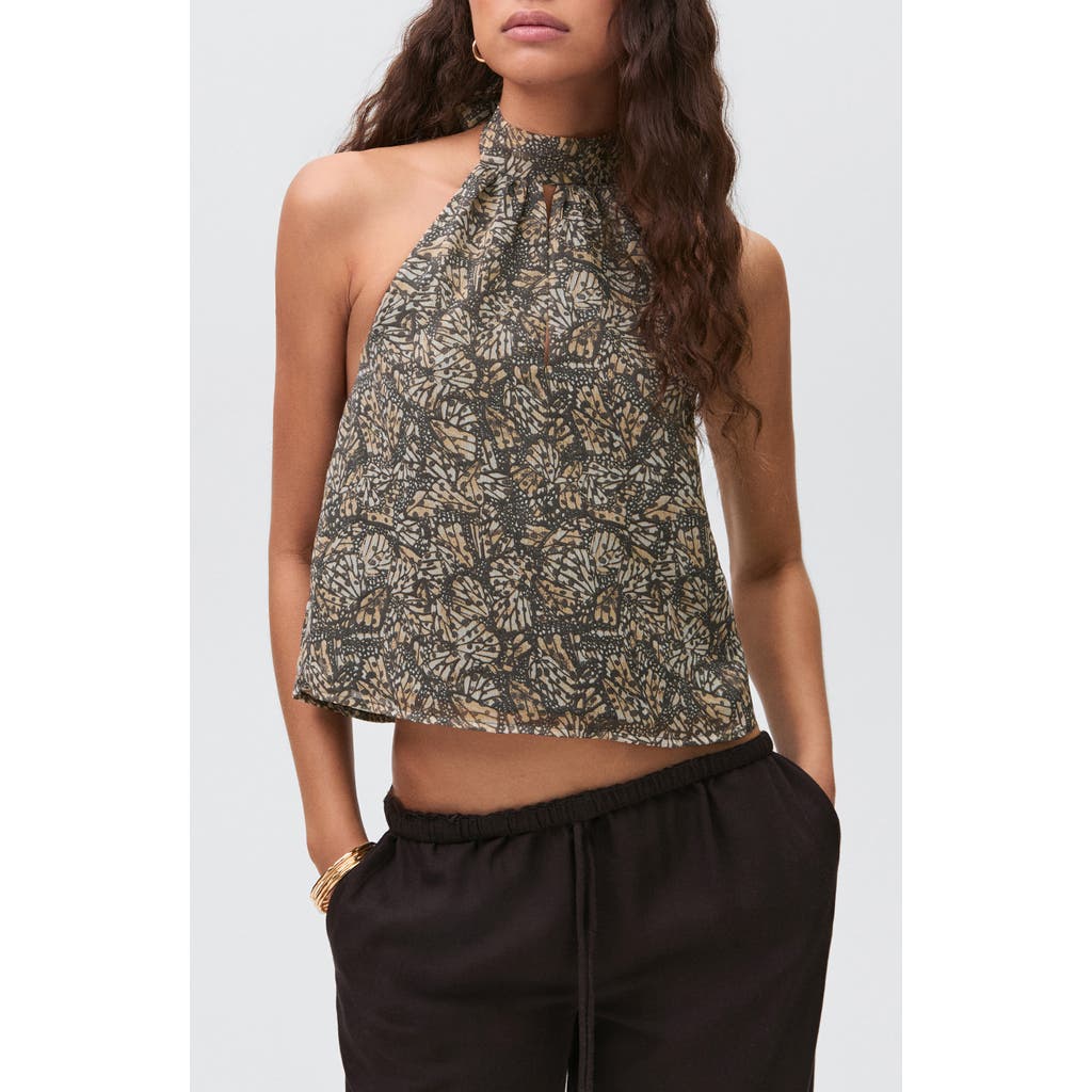 Mango Teen Print Halter Crop Top In Multi