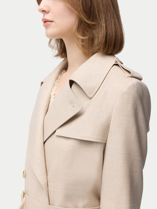 Gobi Mongolian Cashmere Double Breasted Cashmere Trench Coat In Warm Grey