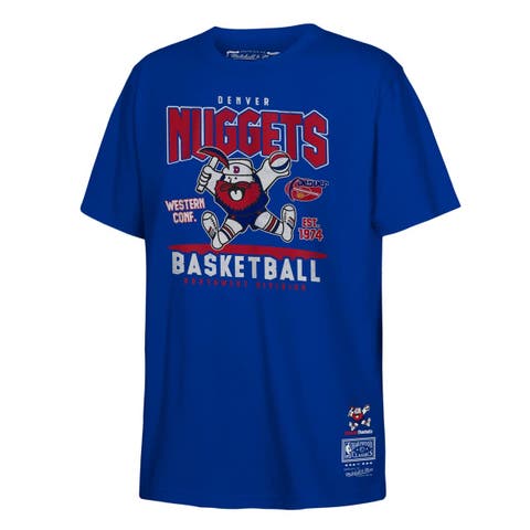 Youth Mitchell & Ness Royal Denver Nuggets Retro Mascot Script T-Shirt