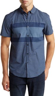 Original Penguin Stripe Short Sleeve Poplin Button-Up Shirt