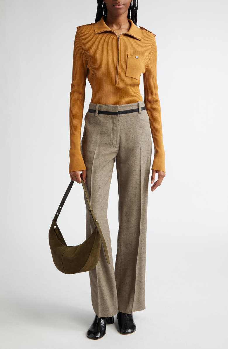 Proenza Schouler Norah Half Zip Rib Top, Alternate, color, 