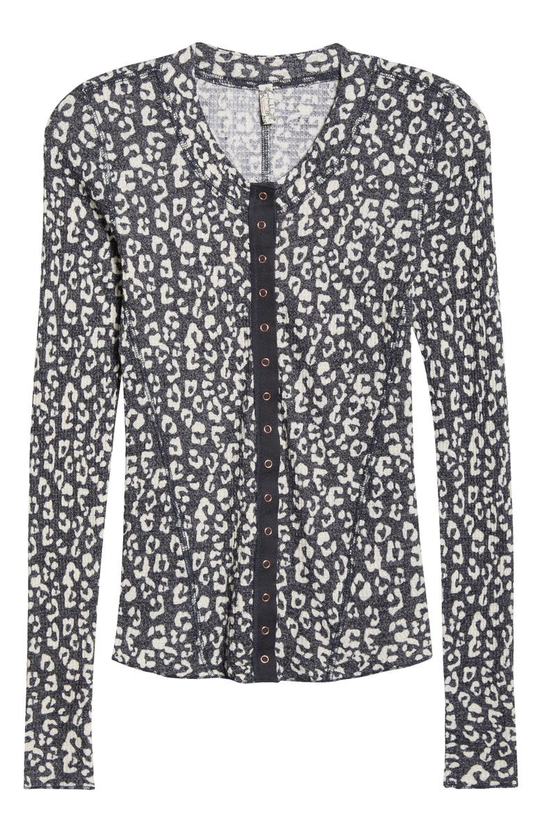 Free People Going Places Waffle Knit Cardigan, Alternate, color, Charcoal Combo