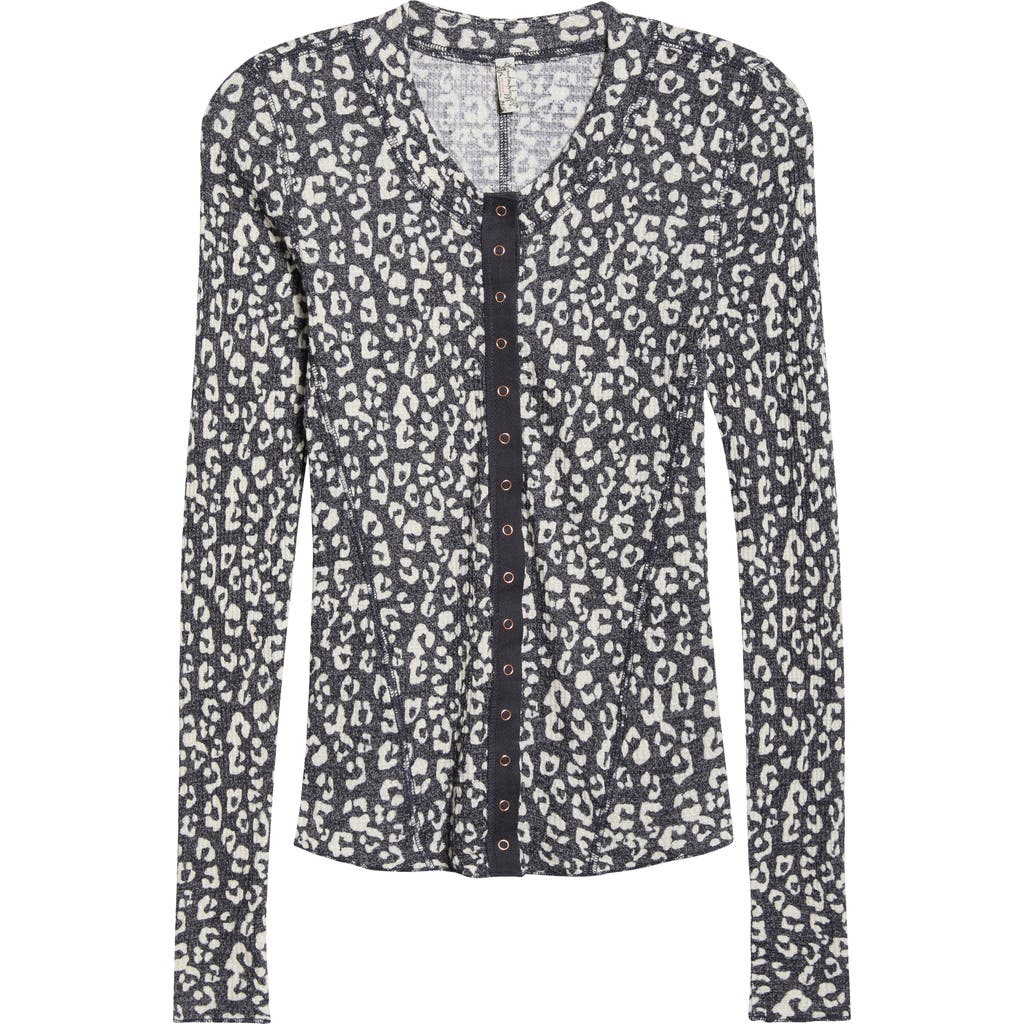 Free People Going Places Waffle Knit Cardigan In Gray