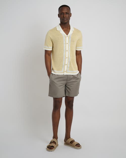 Onia Linen Knit Camp Shirt In Sunshine/white