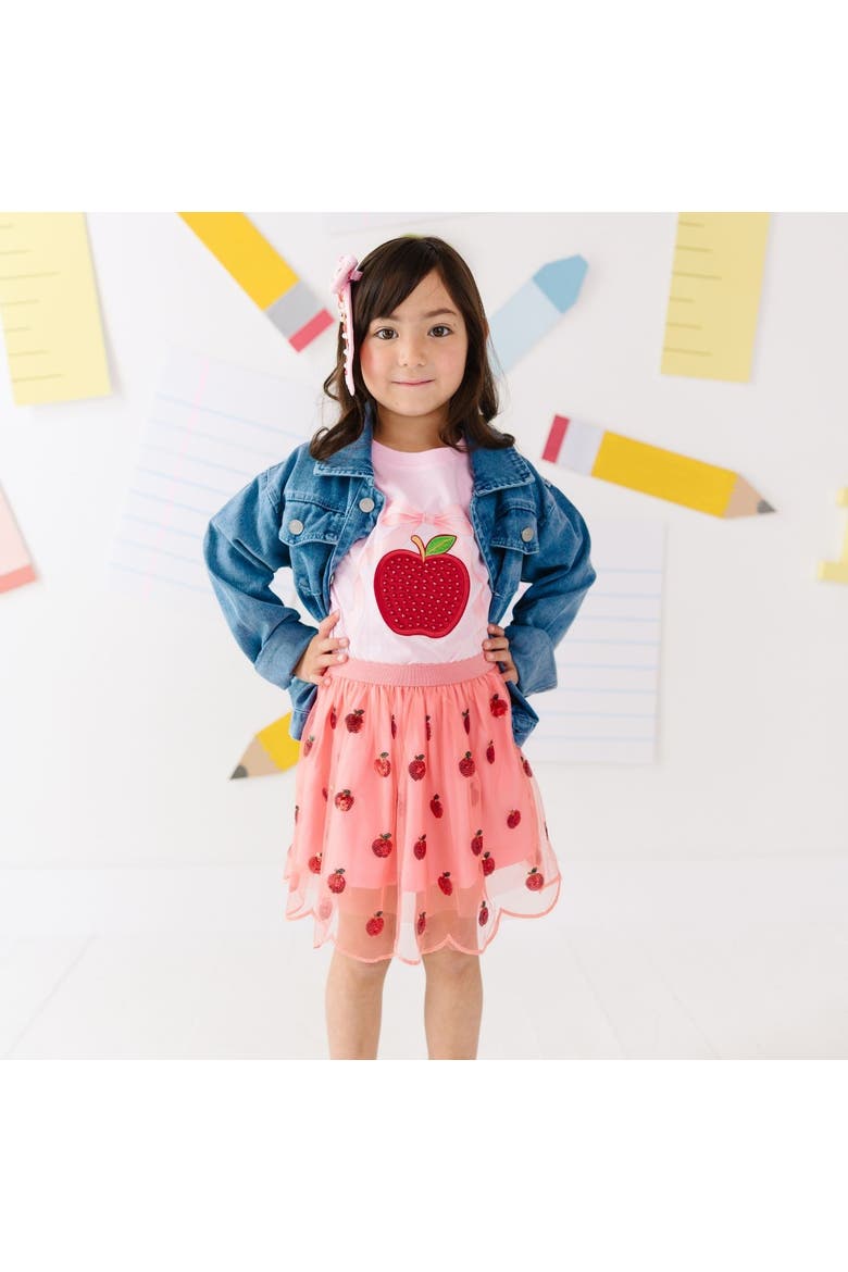 Apple Bow Sequin Patch Denim Jacket, Alternate, color, Denim