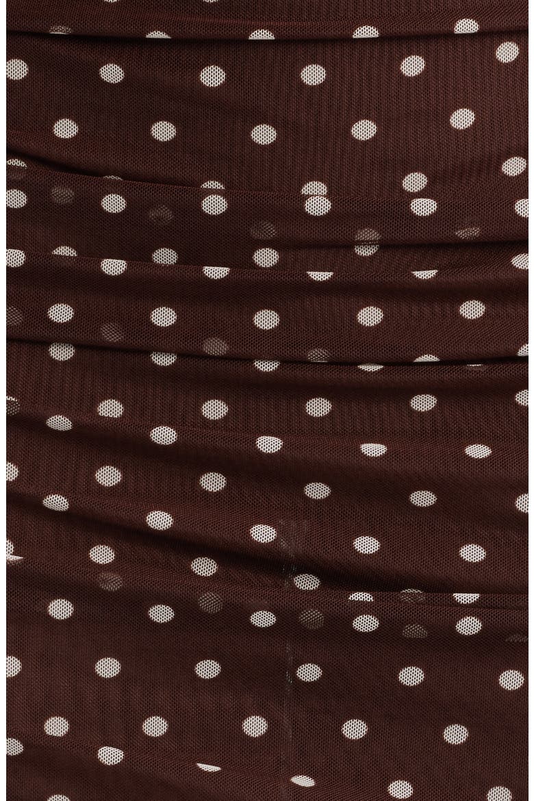 Evangeline Polka Dot Mesh Gown, Alternate, color, COCOA DOT
