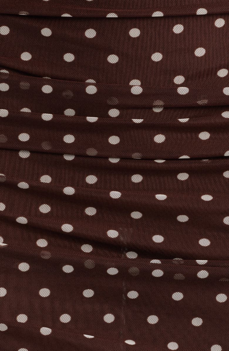 Black Halo Evangeline Polka Dot Mesh Gown, Alternate, color, Cocoa Dot