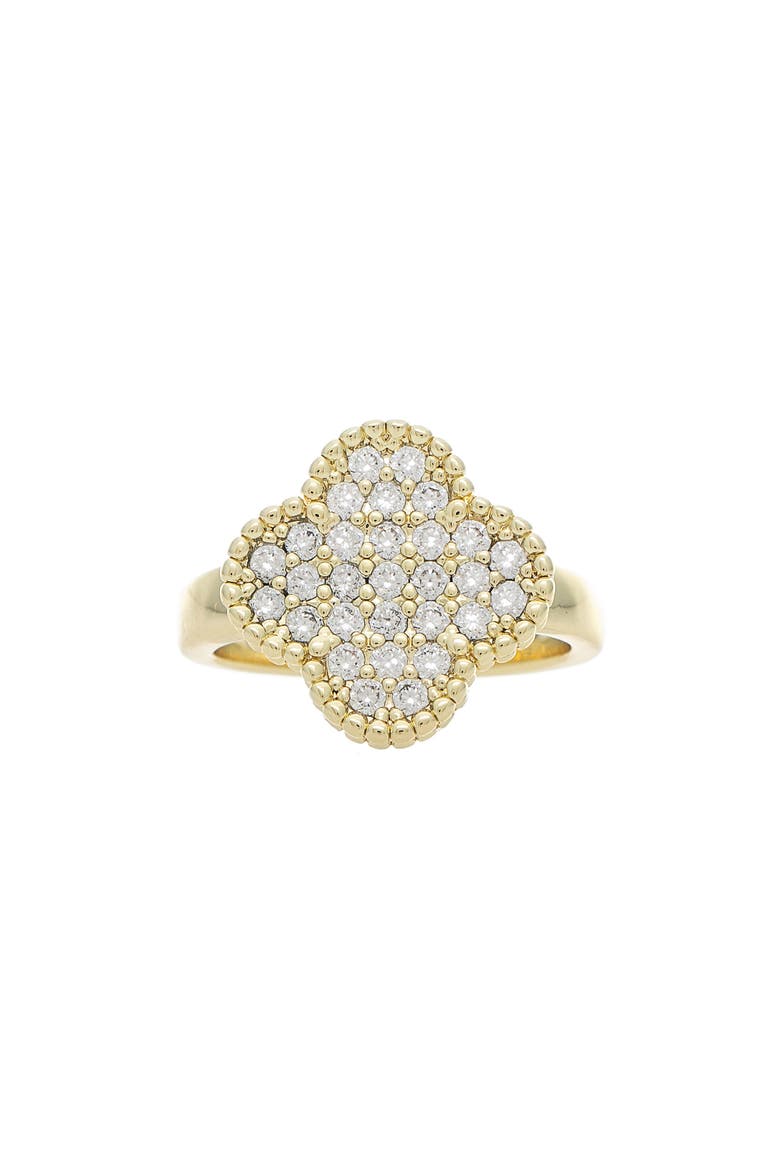 Pavé CZ Clover Ring, Main, color, GOLD / CUBIC ZIRCONIA