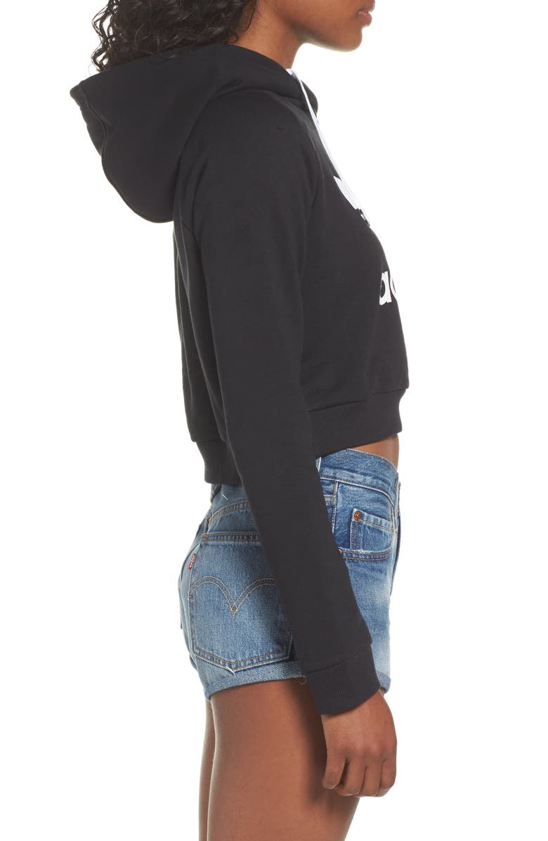 adidas Trefoil Logo Crop Hoodie, Alternate, color, 
