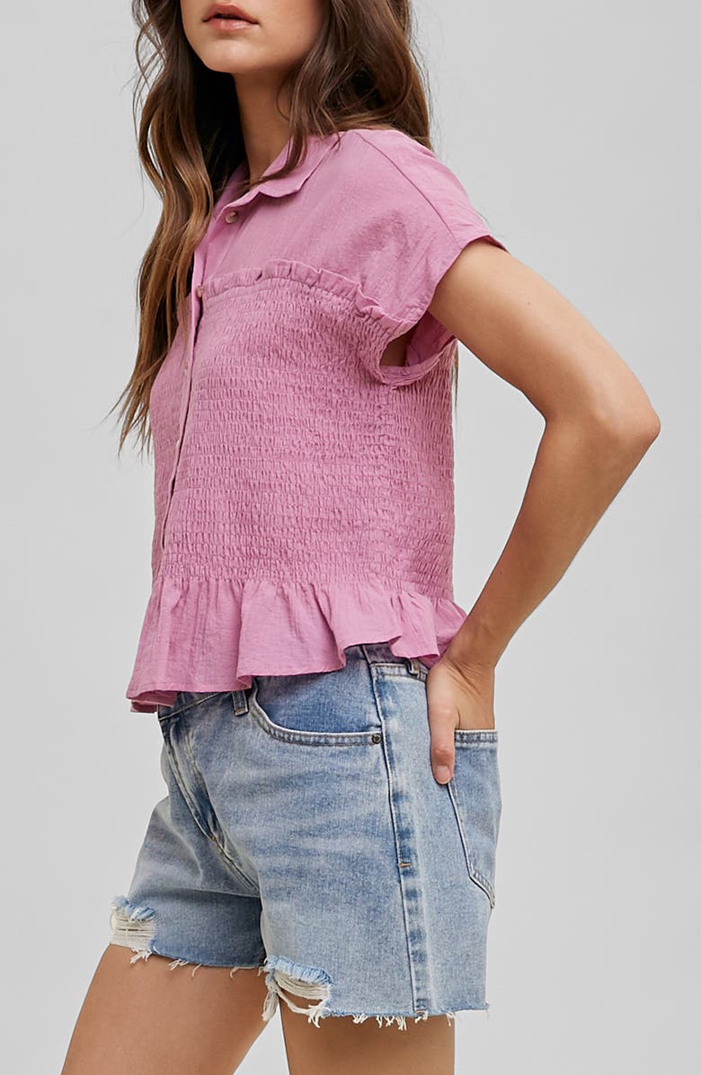 WISHLIST Button Front Shirred Top, Alternate, color, Orchid