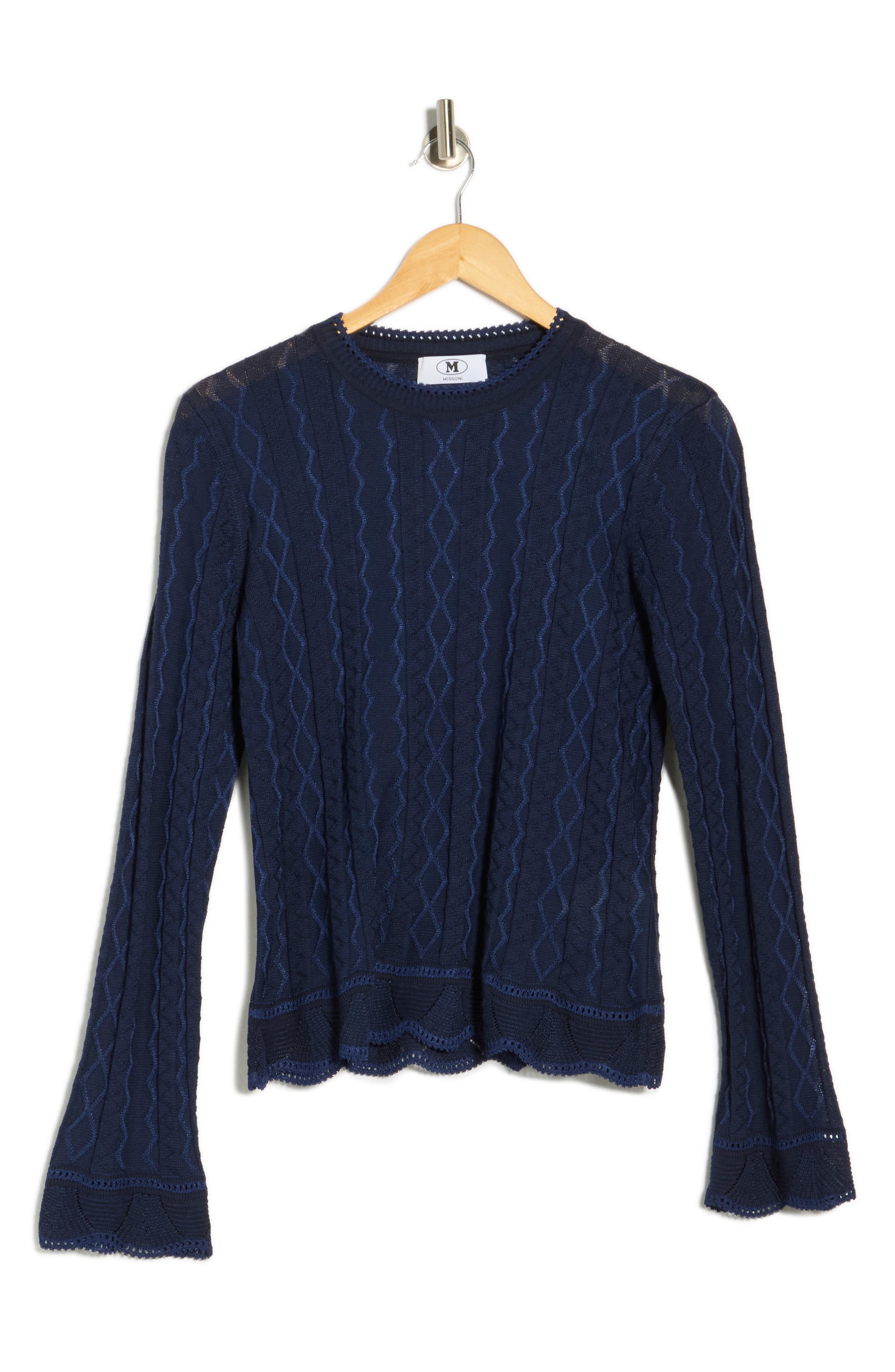 M Missoni Girocollo Bell Sleeve Cotton Blend Sweater