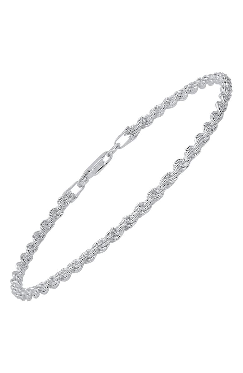Queen Jewels Men's Sterling Silver Italian Rope Chain Bracelet, Alternate, color, Silver