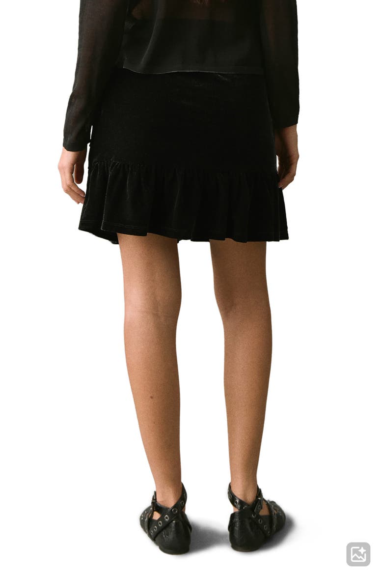 Draped Velvet Skirt, Alternate, color, BLACK