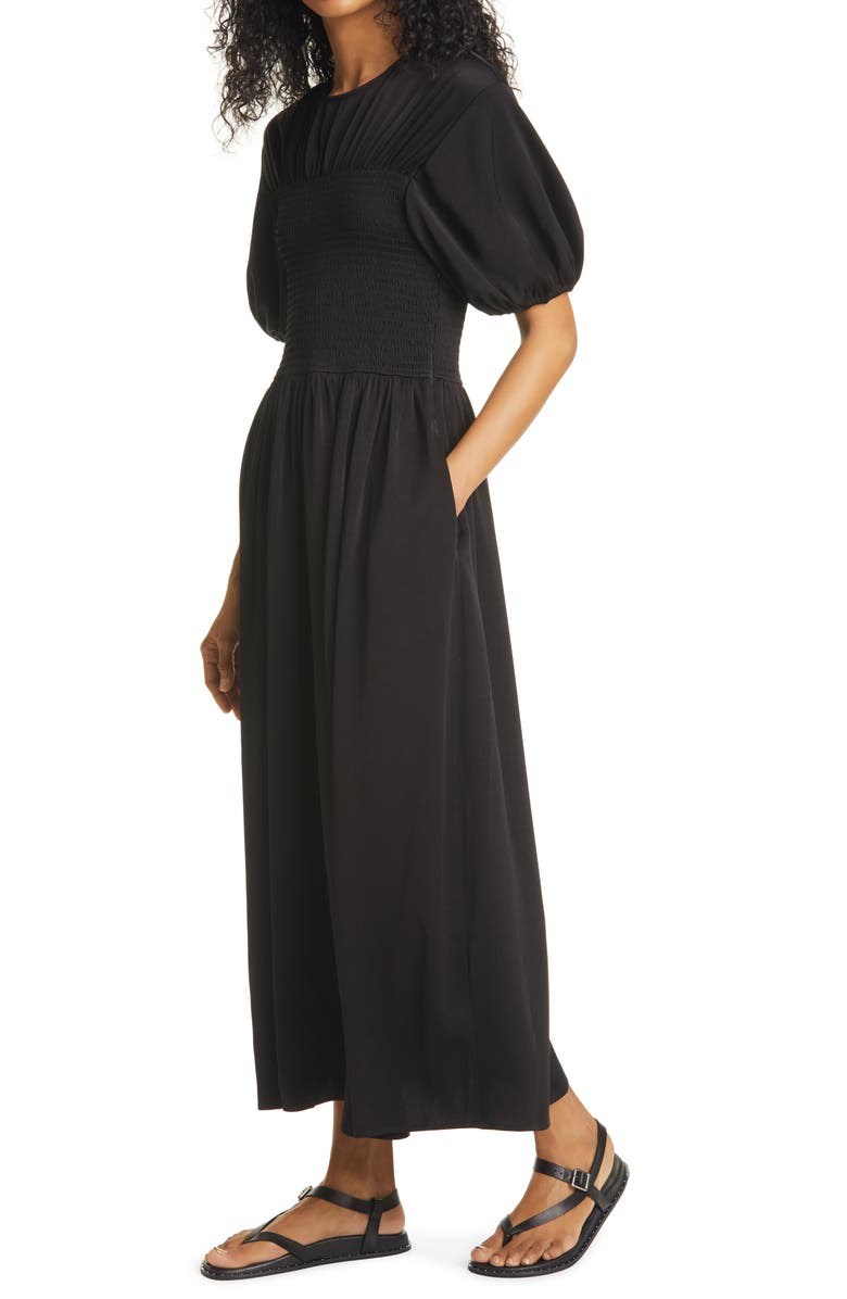La Ligne Smocked Bodice Puff Sleeve Maxi Dress, Alternate, color,