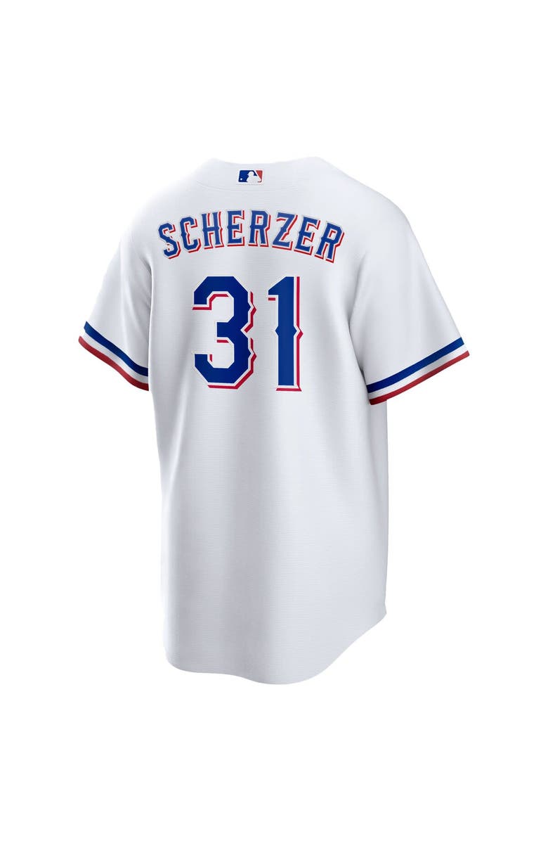 Nike Men's Nike Max Scherzer White Texas Rangers 2023 World Series Replica Player Jersey, Alternate, color,