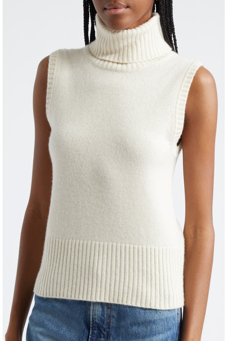 Mazzy Sleeveless Cashmere Turtleneck Sweater, Alternate, color, IVORY