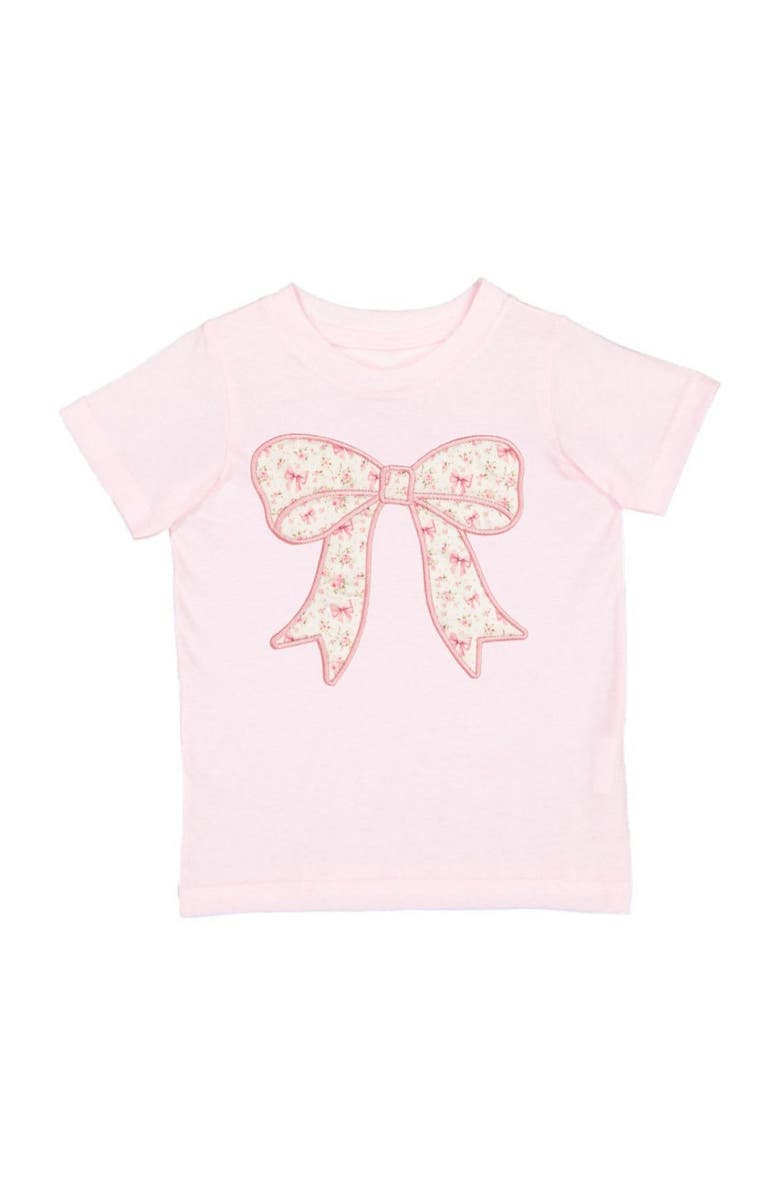 Sweet Wink Ditsy Floral Bow Patch Short Sleeve T-Shirt, Main, color, Pink