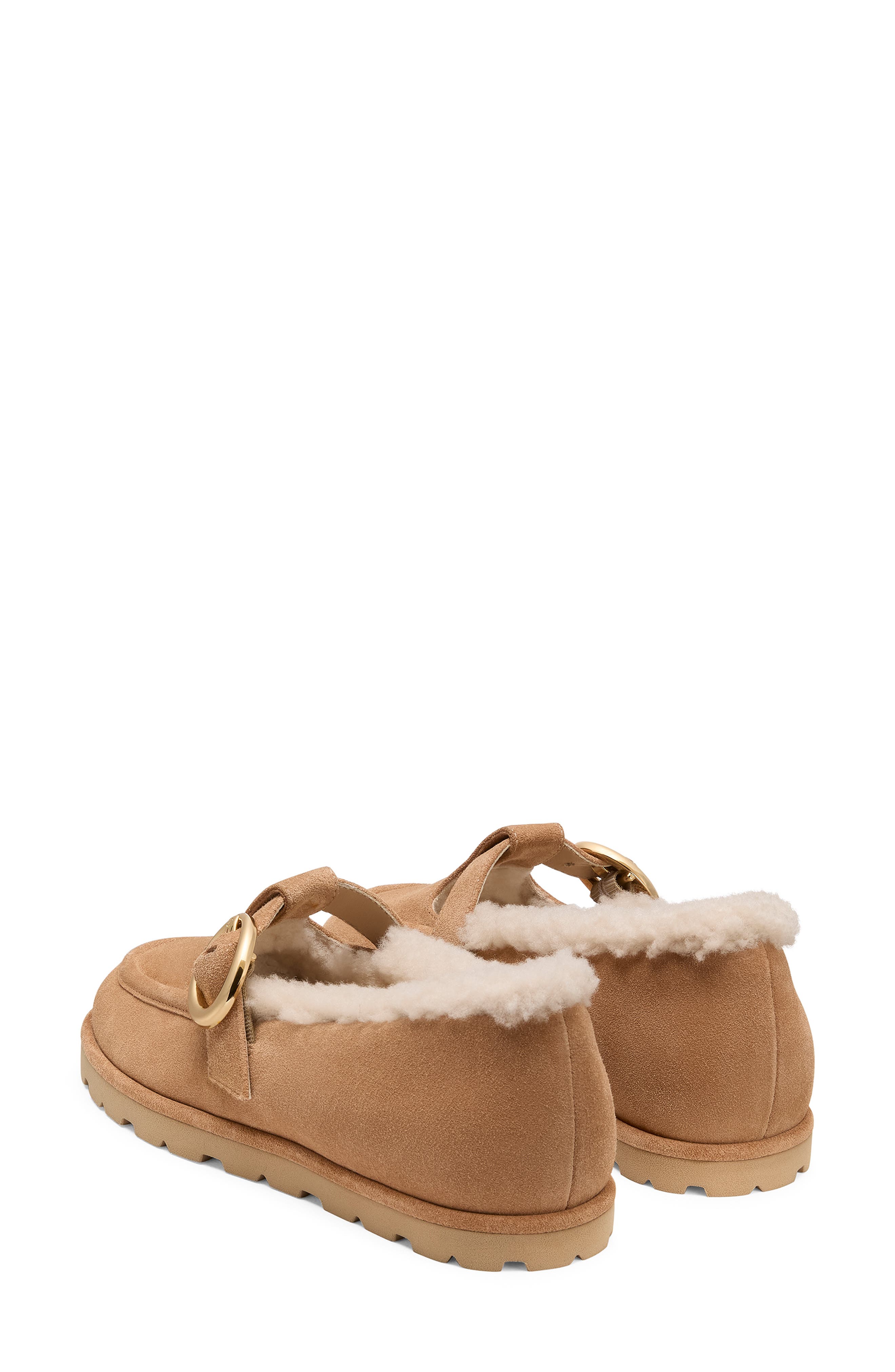 Stuart Weitzman Dakota Genuine Shearling Mary Jane Flat, Alternate, color, New Camel/ Natural