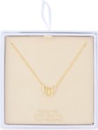 NORDSTROM RACK Cubic Zirconia Fluted Butterfly Pendant Necklace