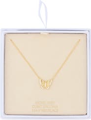 NORDSTROM RACK Cubic Zirconia Fluted Butterfly Pendant Necklace