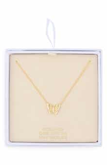 NORDSTROM RACK Cubic Zirconia Fluted Butterfly Pendant Necklace