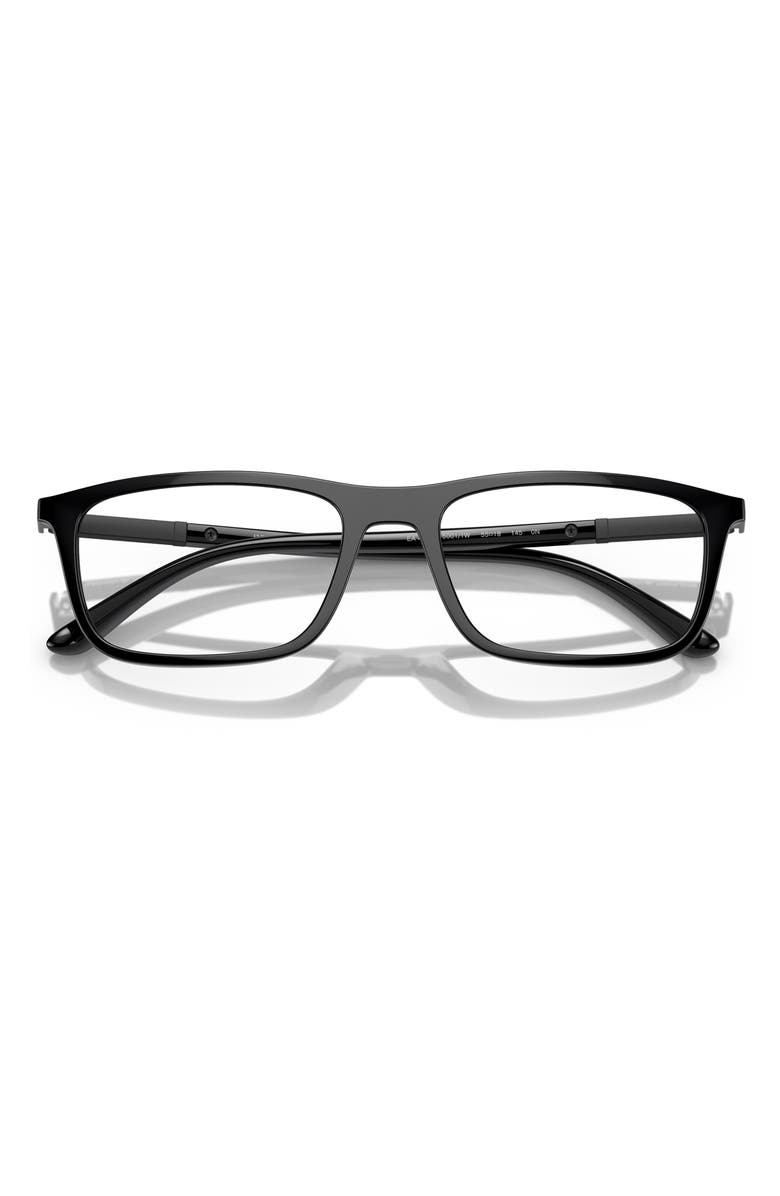 Emporio Armani 55mm Rectangular Glasses, Alternate, color, Shiny Black / Clear