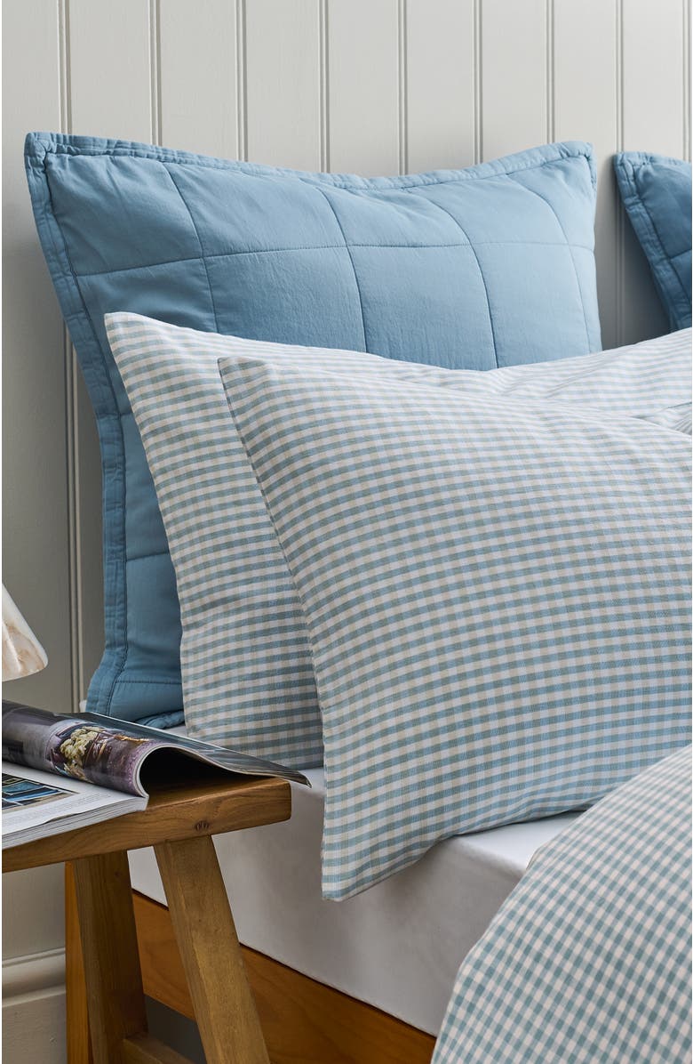 CHRISTY Gingham Yarn Dye Airy Cotton Pillowcase Pairs, Alternate, color, Blue