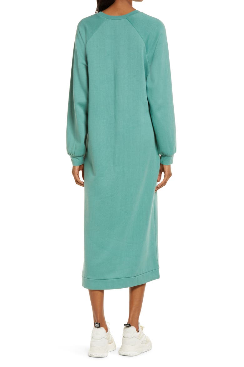 Sweatshirt Midi Dress, Alternate, color, GREEN DEEP SEA